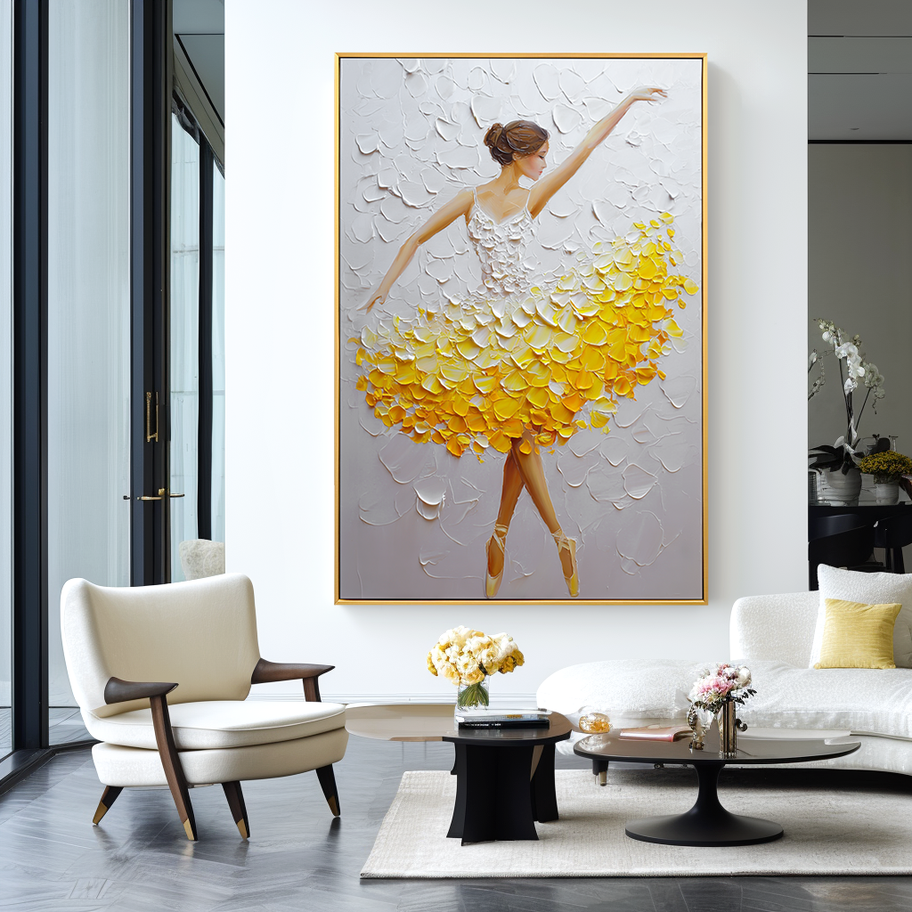Golden Ballet – Textured Dancer Painting#AB0323006