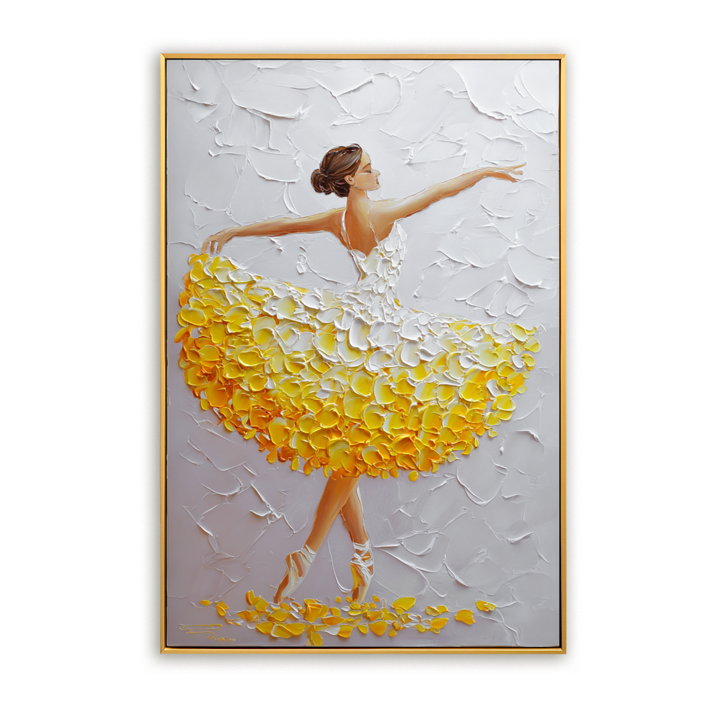 Golden Motion Ballet – Textured Dancer Painting#AB0323008