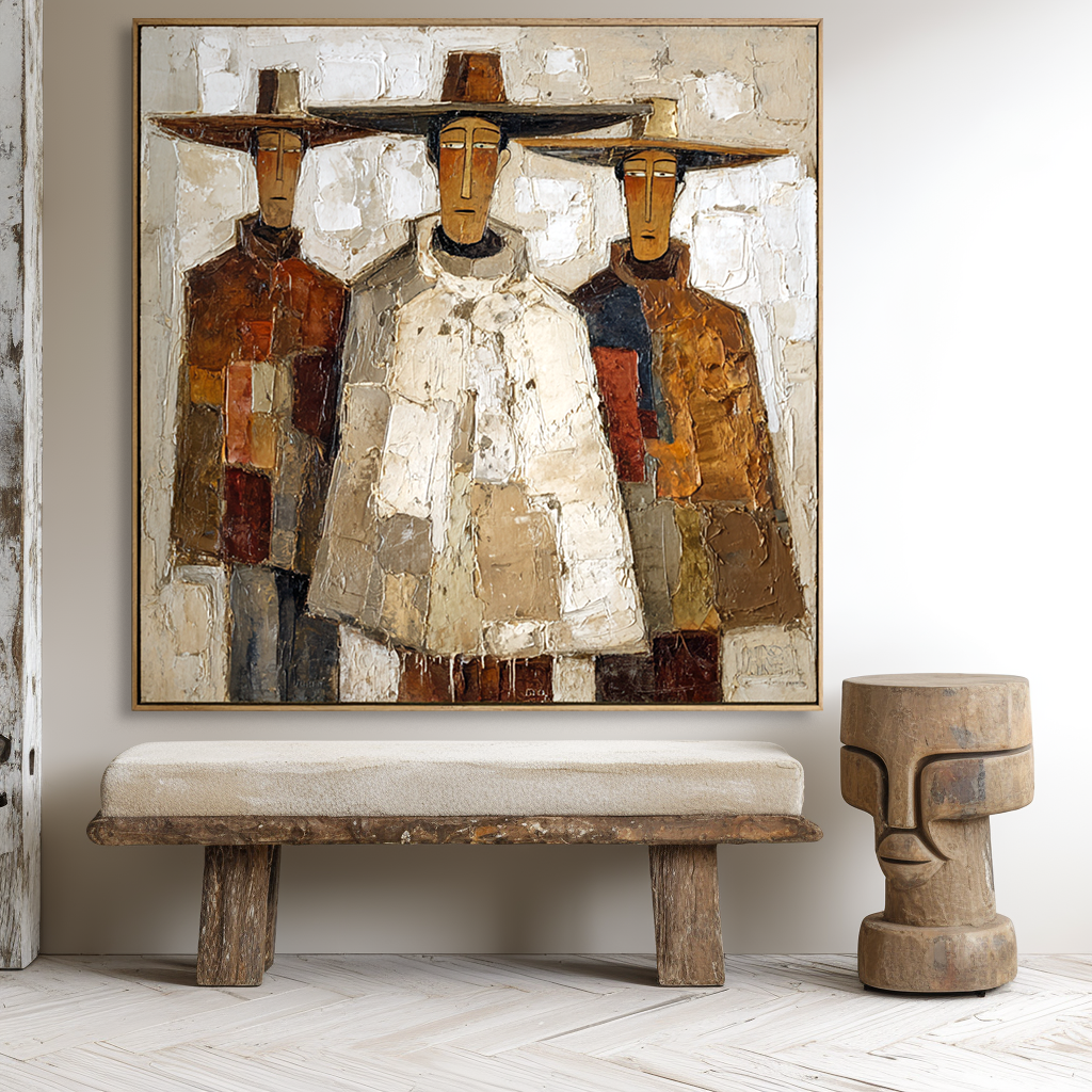 Silent Trio – Abstract Figures Painting#AB0323012