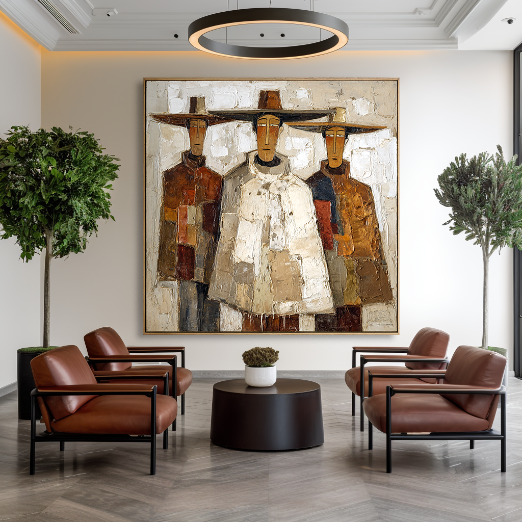Silent Trio – Abstract Figures Painting#AB0323012