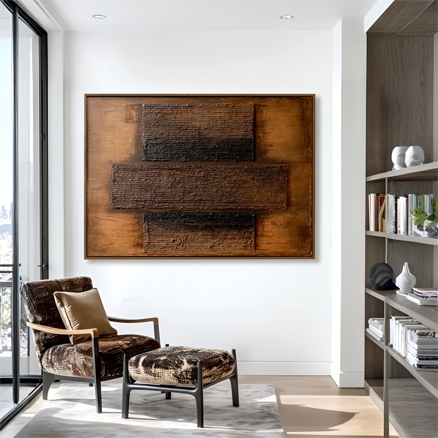Timber Layers - Rustic Brown Textured Abstract Wall Art#wp260436