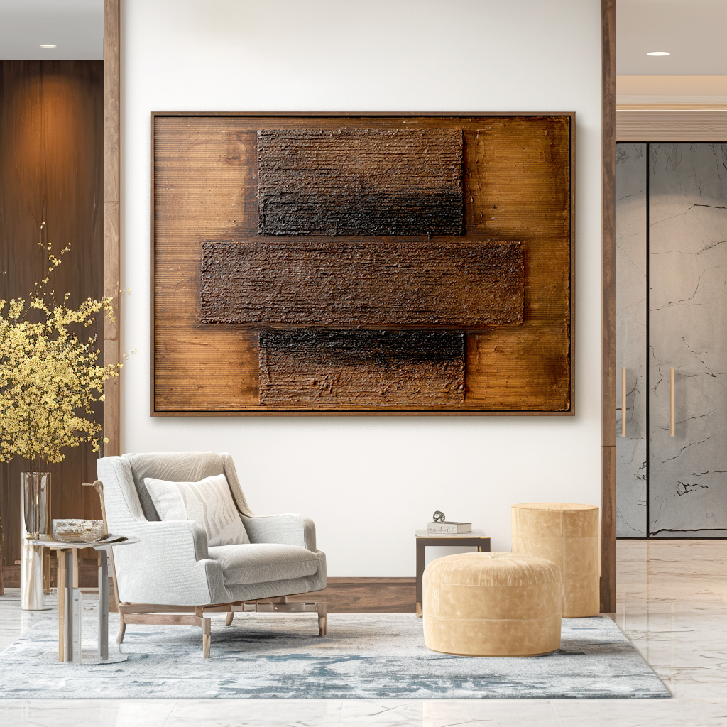 Timber Layers - Rustic Brown Textured Abstract Wall Art#wp260436