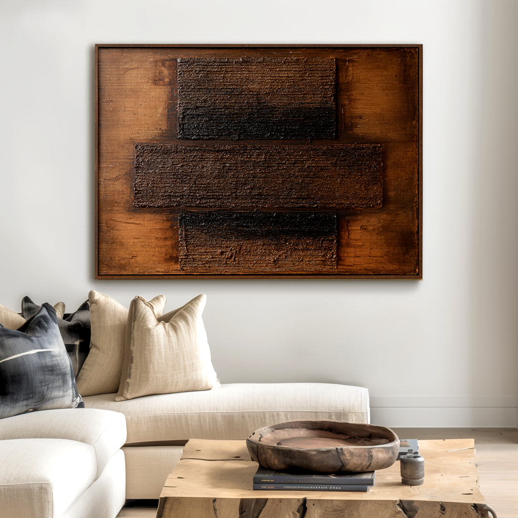 Timber Layers - Rustic Brown Textured Abstract Wall Art#wp260436