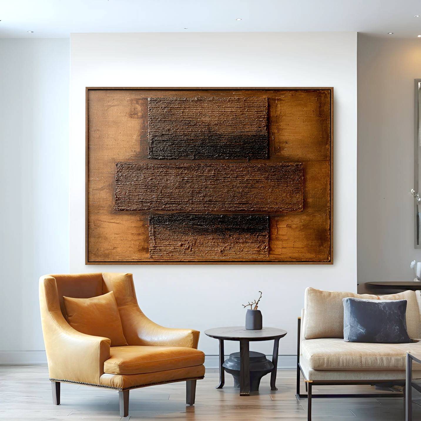 Timber Layers - Rustic Brown Textured Abstract Wall Art#wp260436