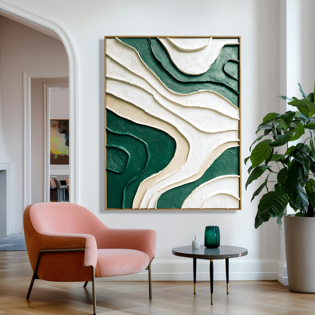 Verdant Layers – Textured Minimalist Abstract Wall Art#wp260463