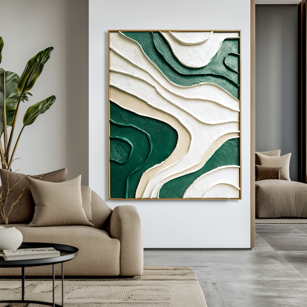 Verdant Layers – Textured Minimalist Abstract Wall Art#wp260463