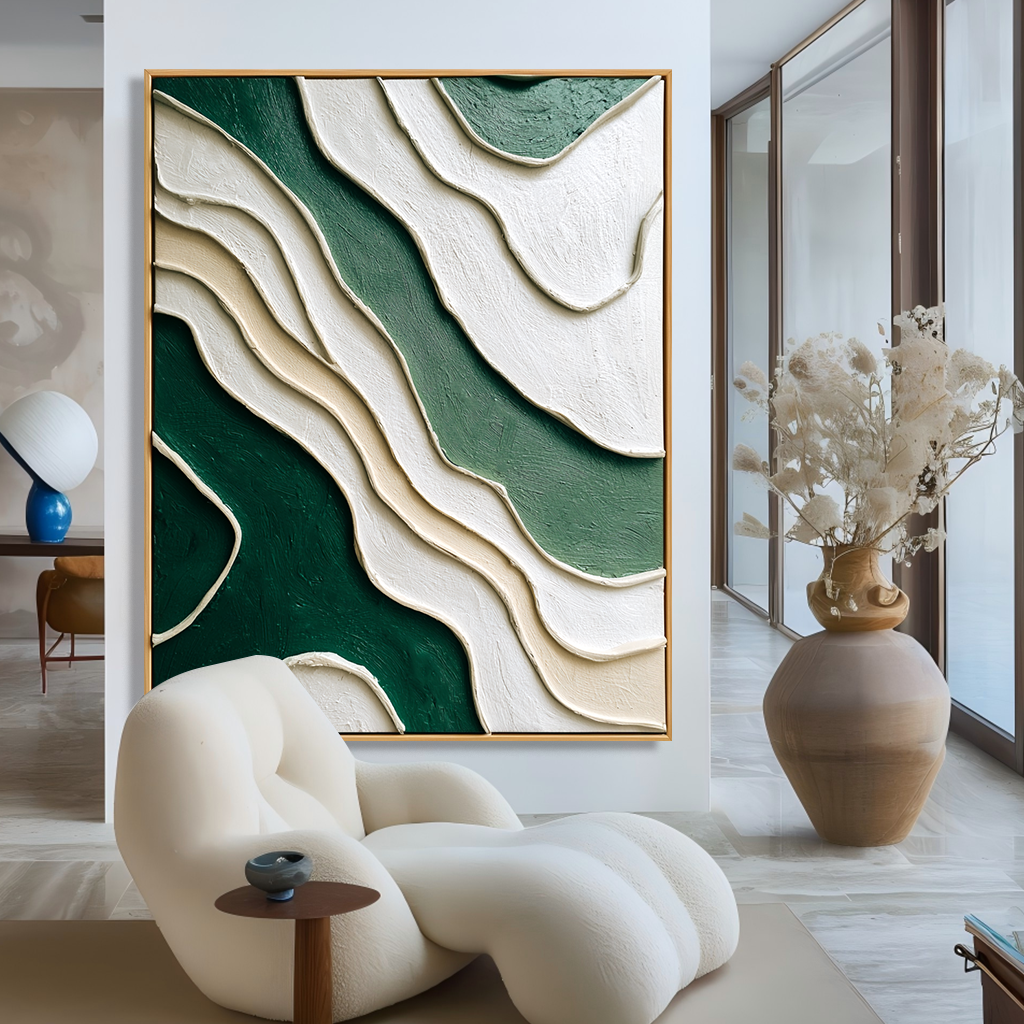 Emerald Contours – Layered Textured Abstract Wall Art#wp260464
