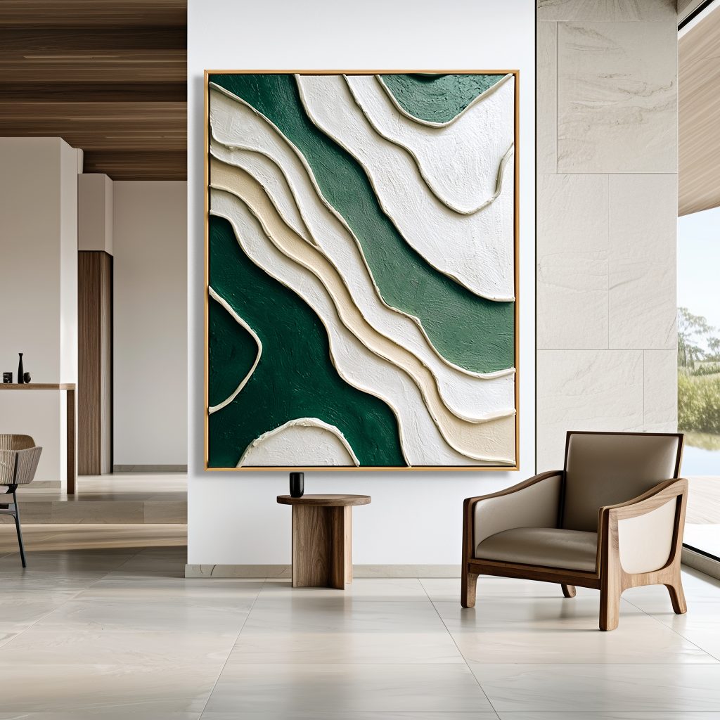 Emerald Contours – Layered Textured Abstract Wall Art#wp260464