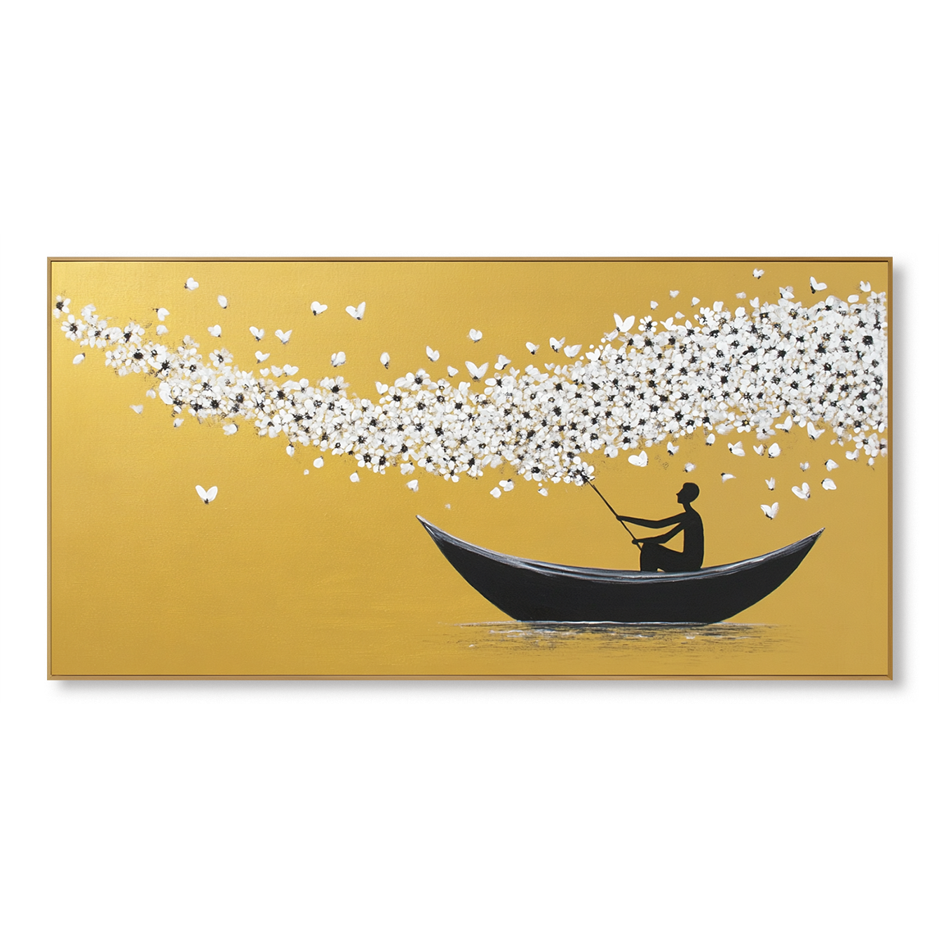 Golden Drift – Abstract Boat Painting#AB0323017
