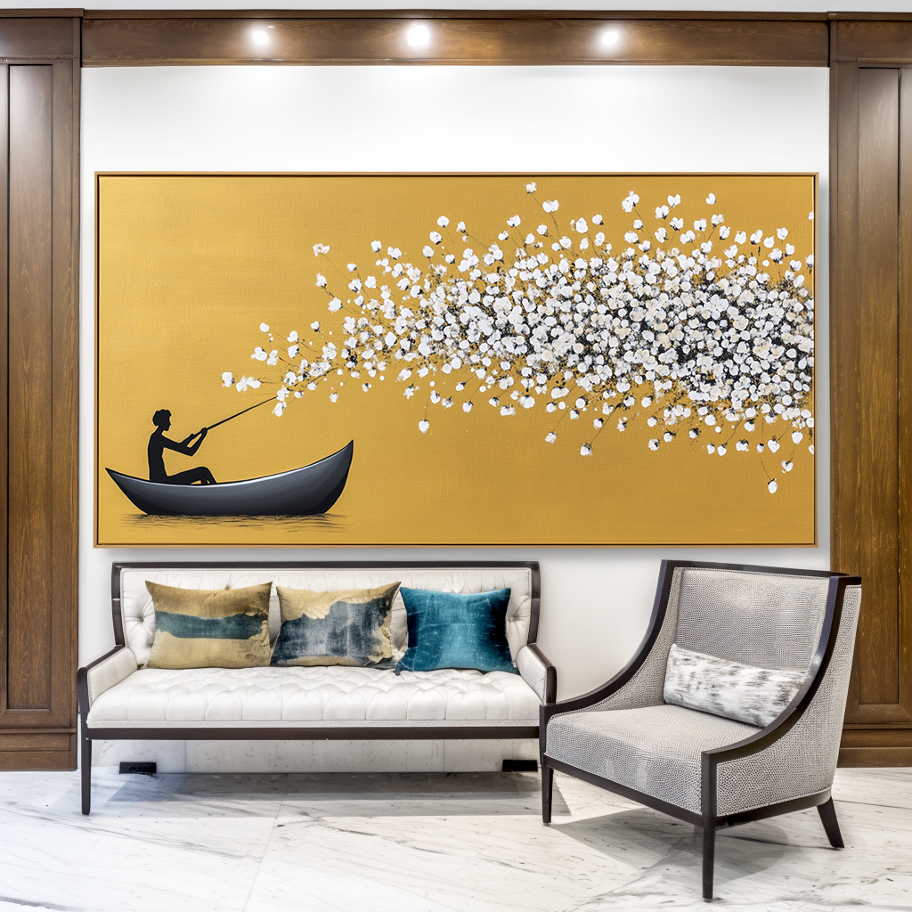 Golden Breeze – Abstract Boat Painting#AB0323019