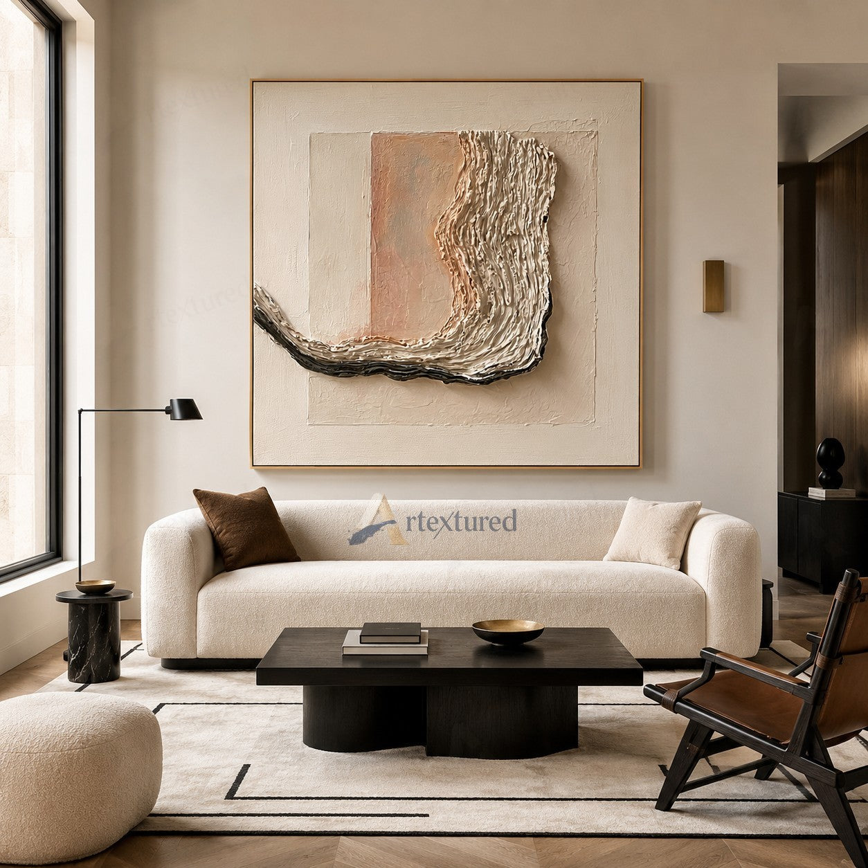 Neutral Abstract Textured Wall Art – Hand-Painted Modern Canvas#XW12017