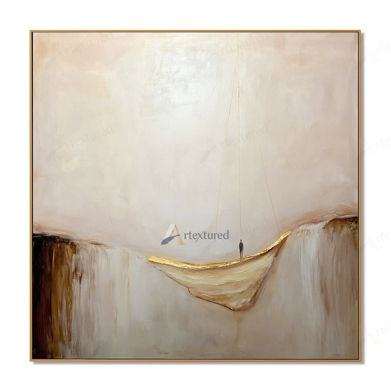 Minimalist Boat Abstract Wall Art – Hand-Painted Neutral Canvas#wp261013