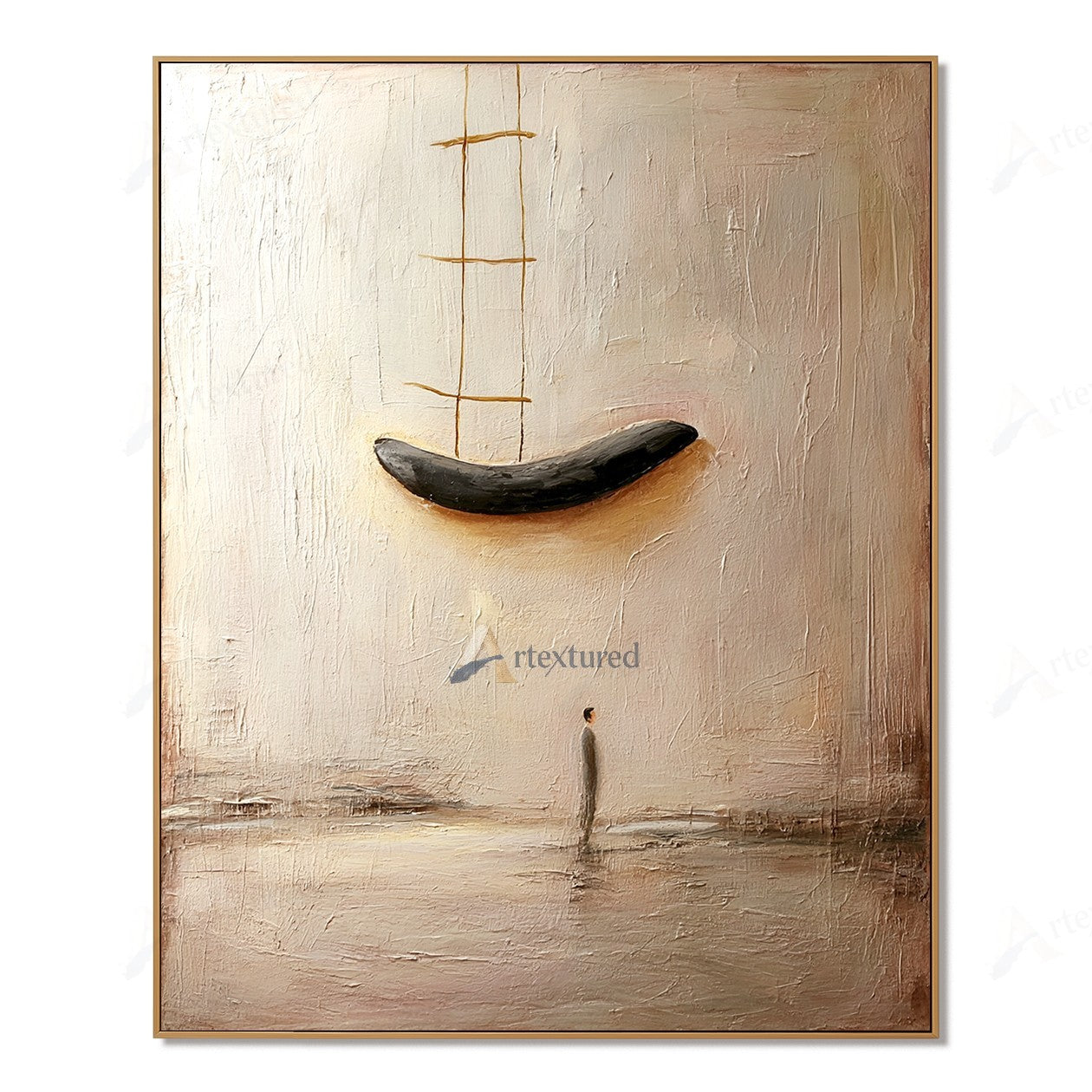 Minimalist Floating Boat Wall Art – Hand-Painted Neutral Abstract Canvas#wp261016