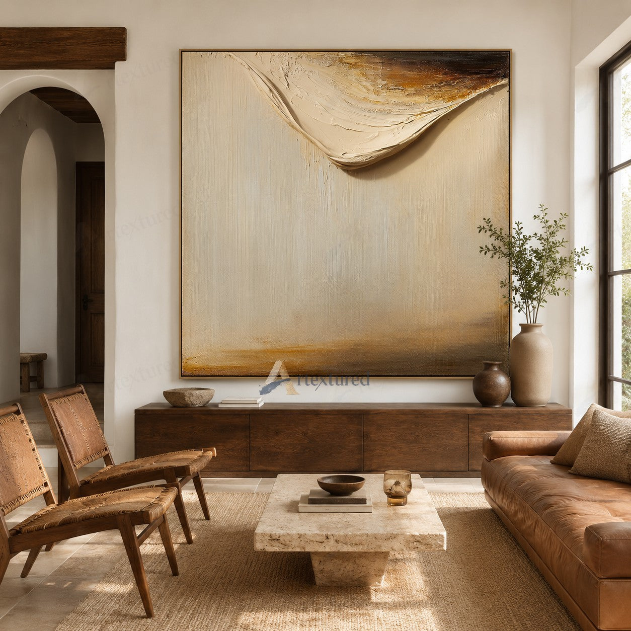 Minimalist Abstract Light Wall Art – Hand-Painted Neutral Textured Canvas#wp261019