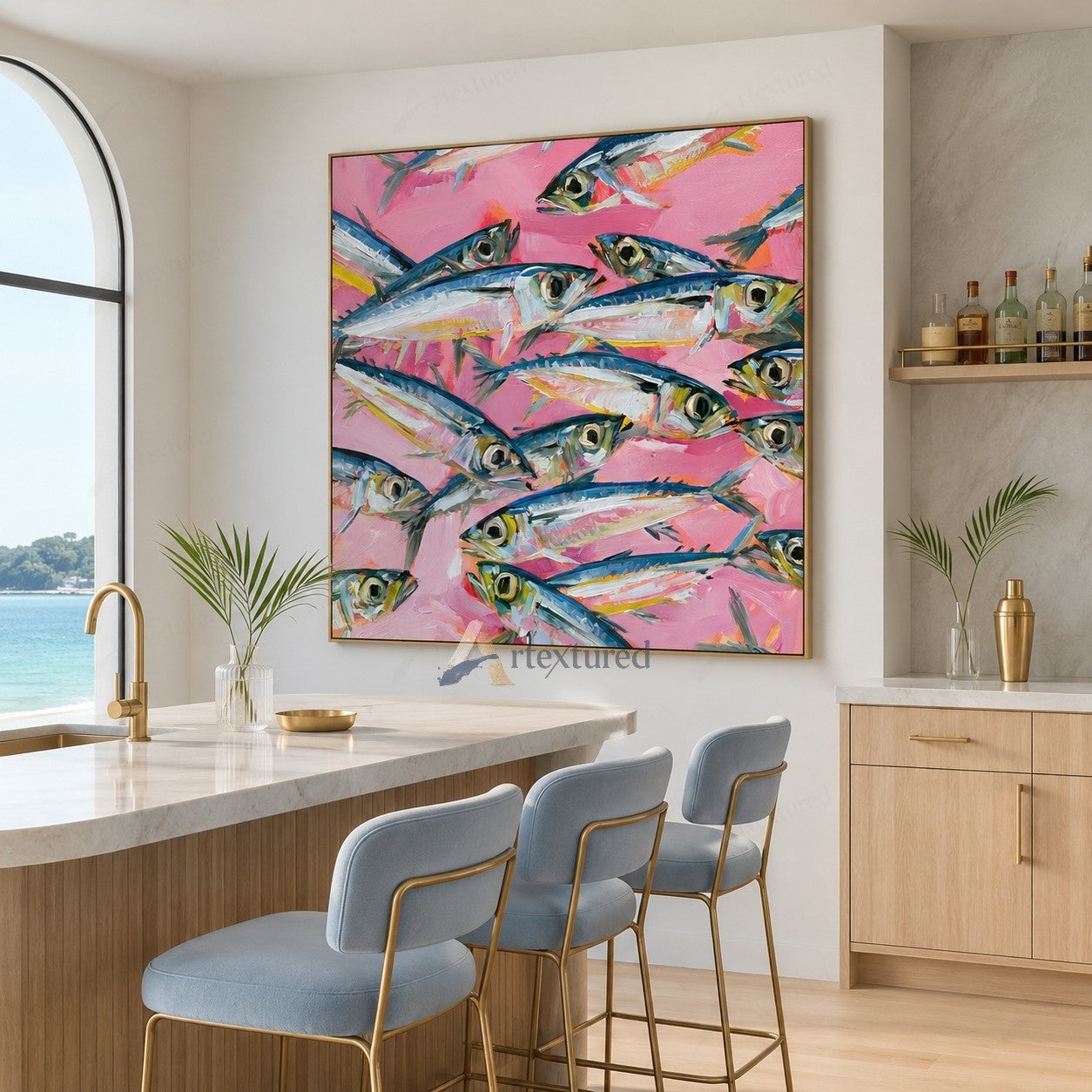 Pink Fish Wall Art – Abstract Fish Oil Painting#wp261170