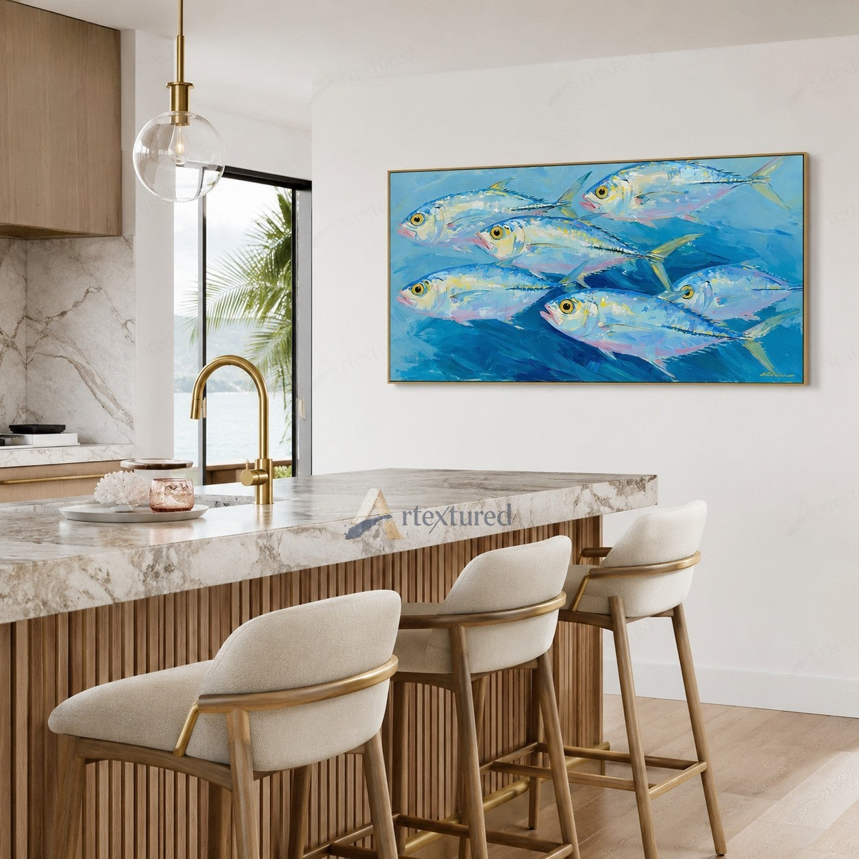 Blue Fish Wall Art – Abstract Ocean Fish Painting#wp261175