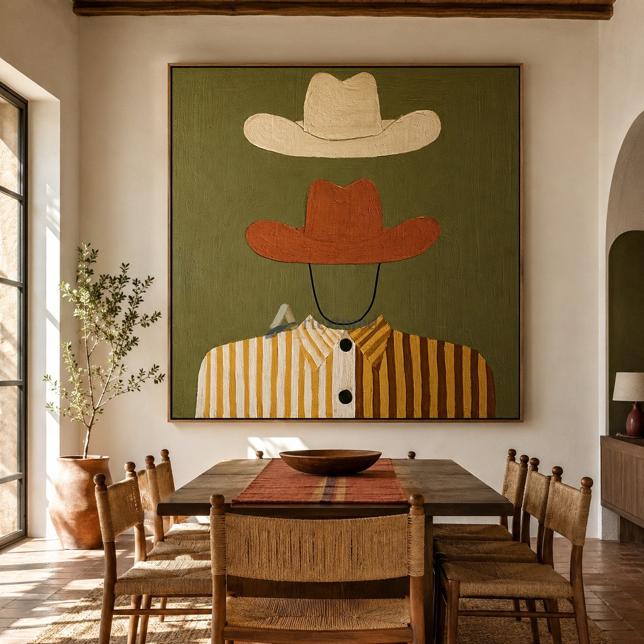 Under Two Hats – Modern Western Folk Art Painting#wp261620