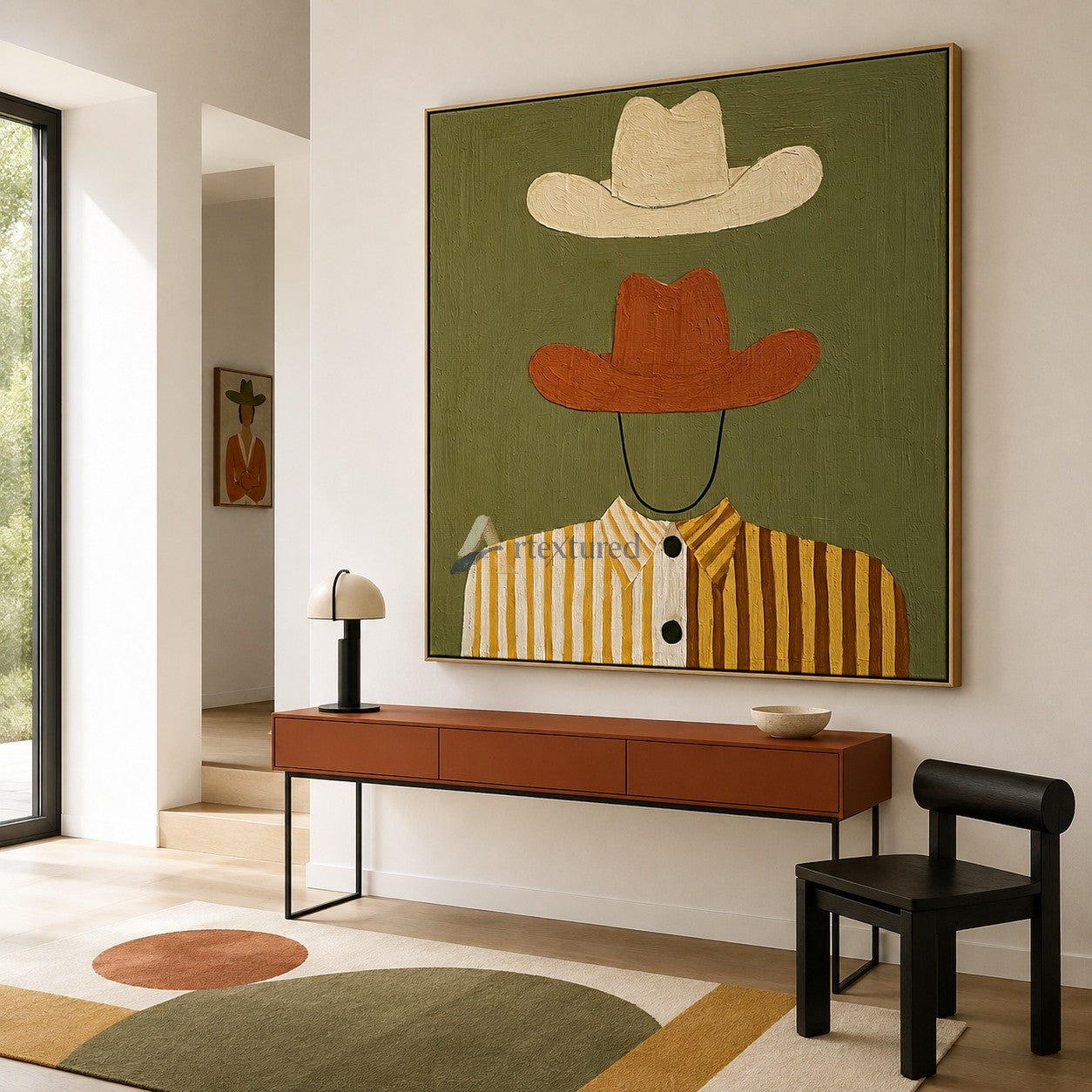 Under Two Hats – Modern Western Folk Art Painting#wp261620
