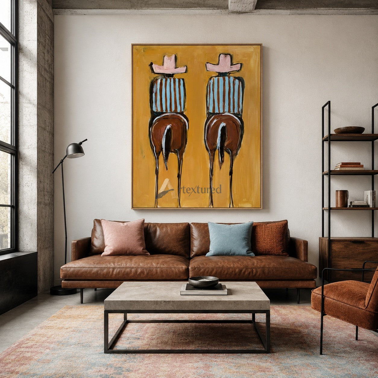 Ride Together – Colorful Western Folk Art Painting#wp261621