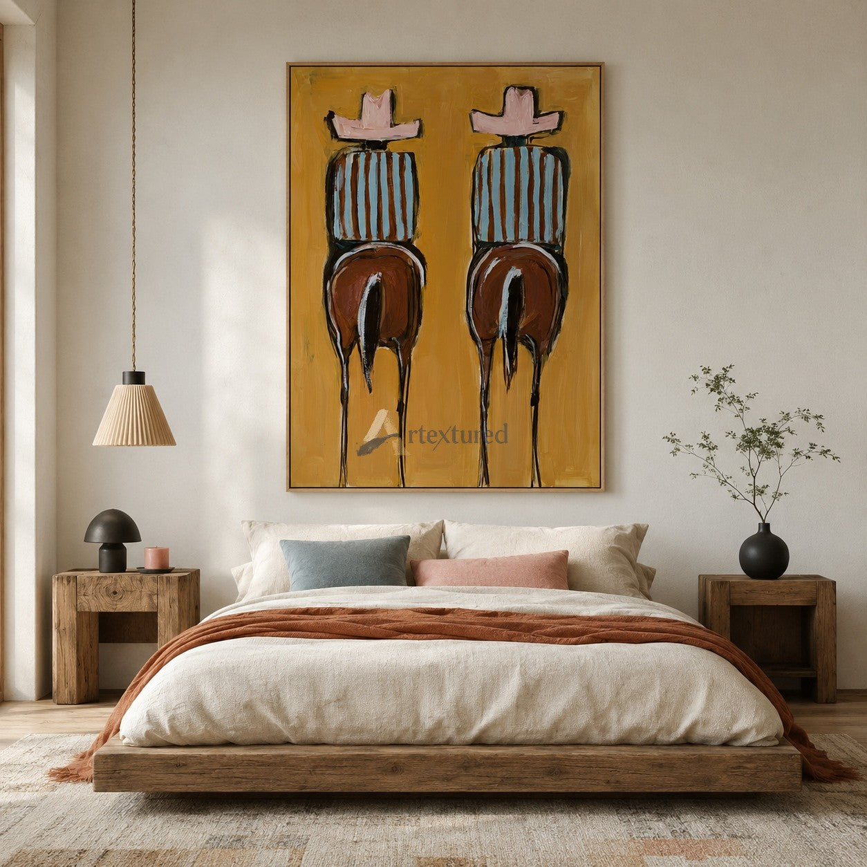 Ride Together – Colorful Western Folk Art Painting#wp261621