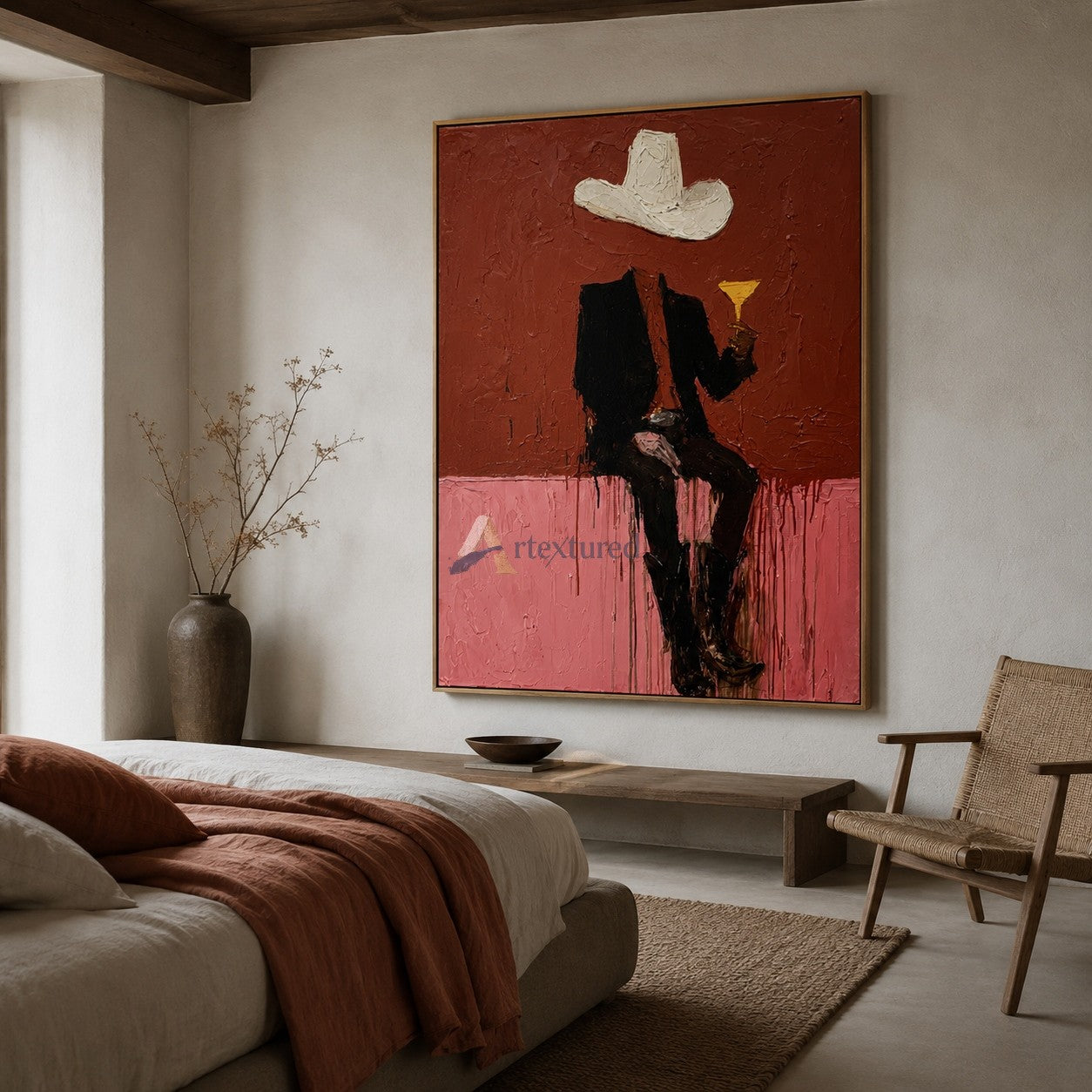 Last Call Cowboy – Textured Western Bar Painting#wp261622