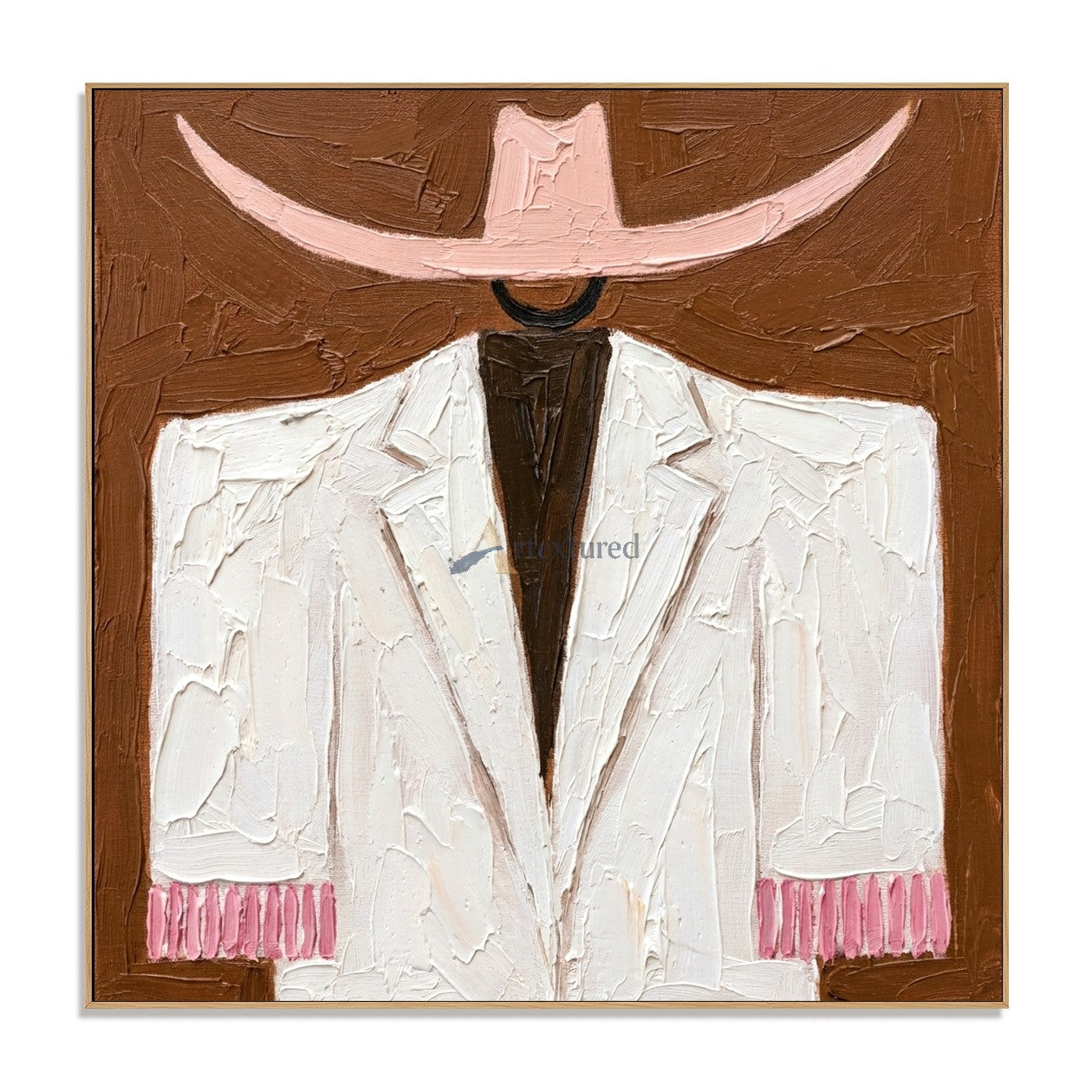 Pink Brim – Textured Western Fashion Painting#wp261623