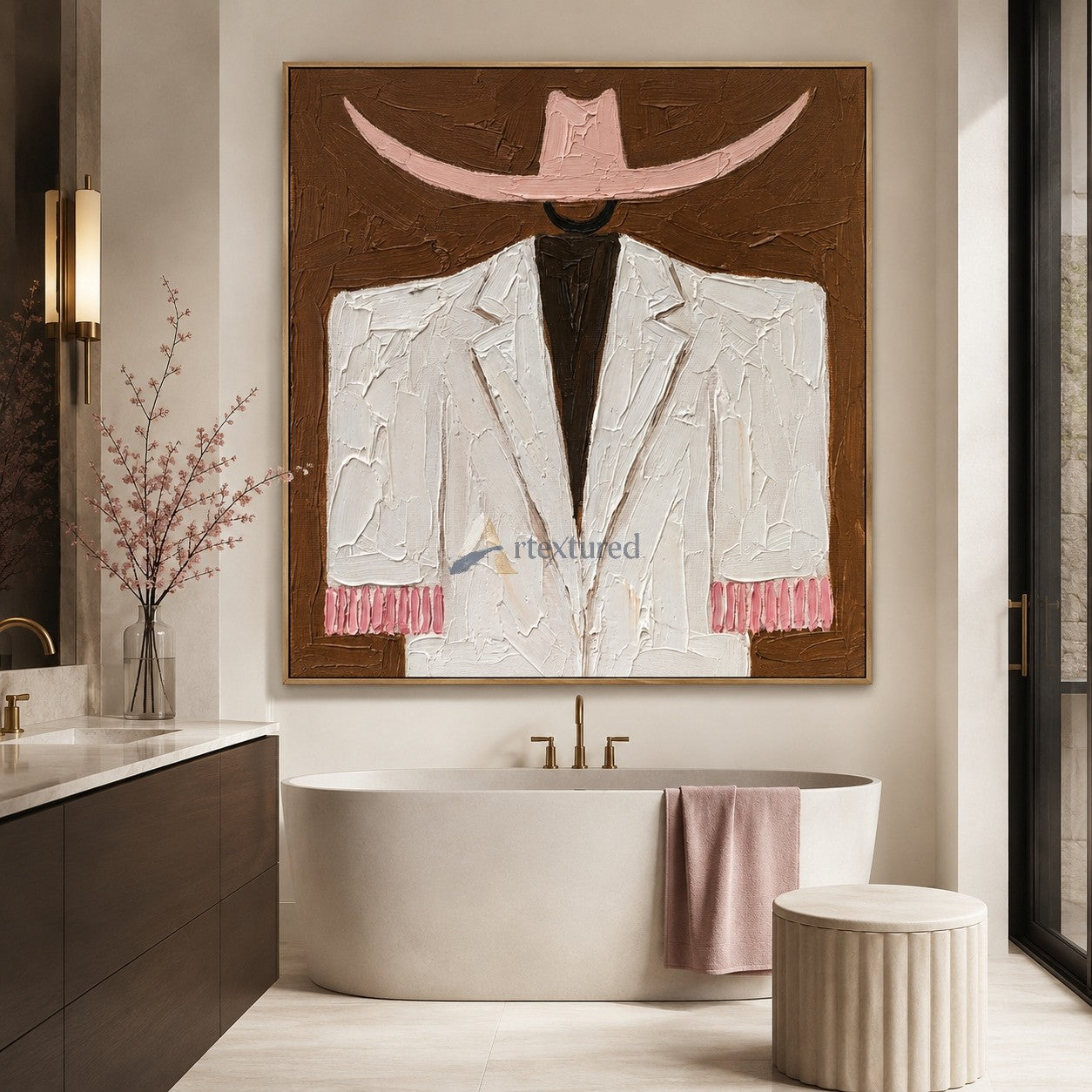 Pink Brim – Textured Western Fashion Painting#wp261623