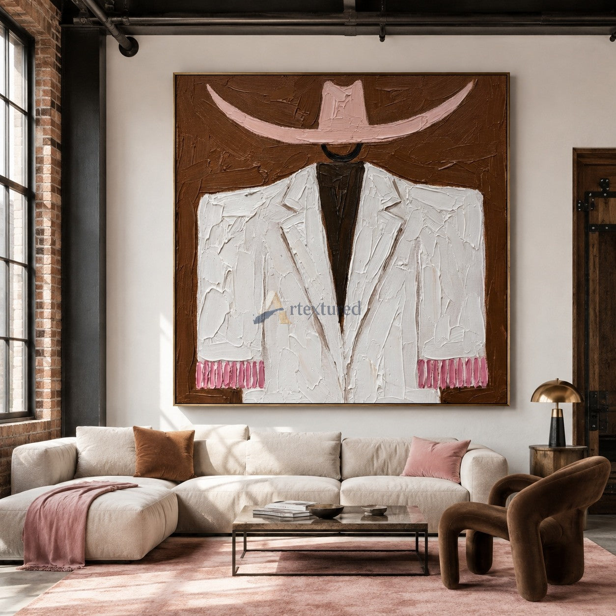 Pink Brim – Textured Western Fashion Painting#wp261623
