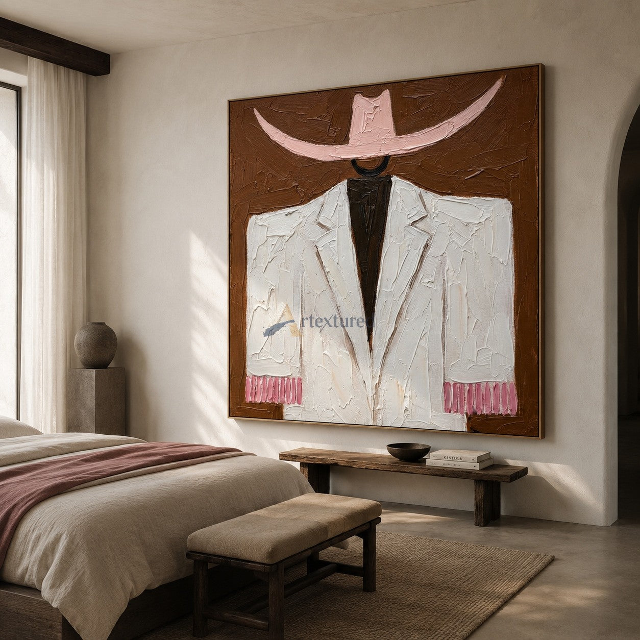 Pink Brim – Textured Western Fashion Painting#wp261623