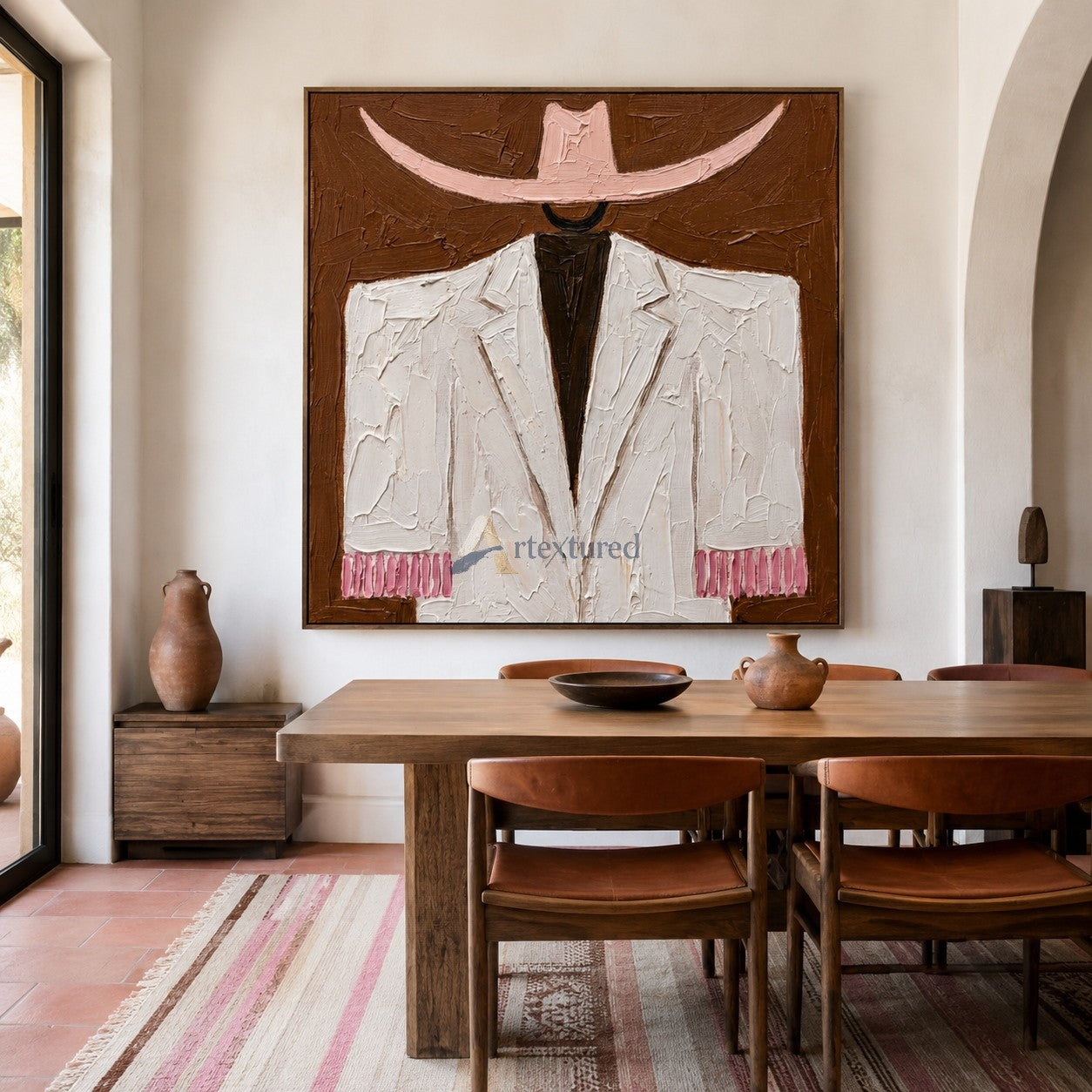 Pink Brim – Textured Western Fashion Painting#wp261623