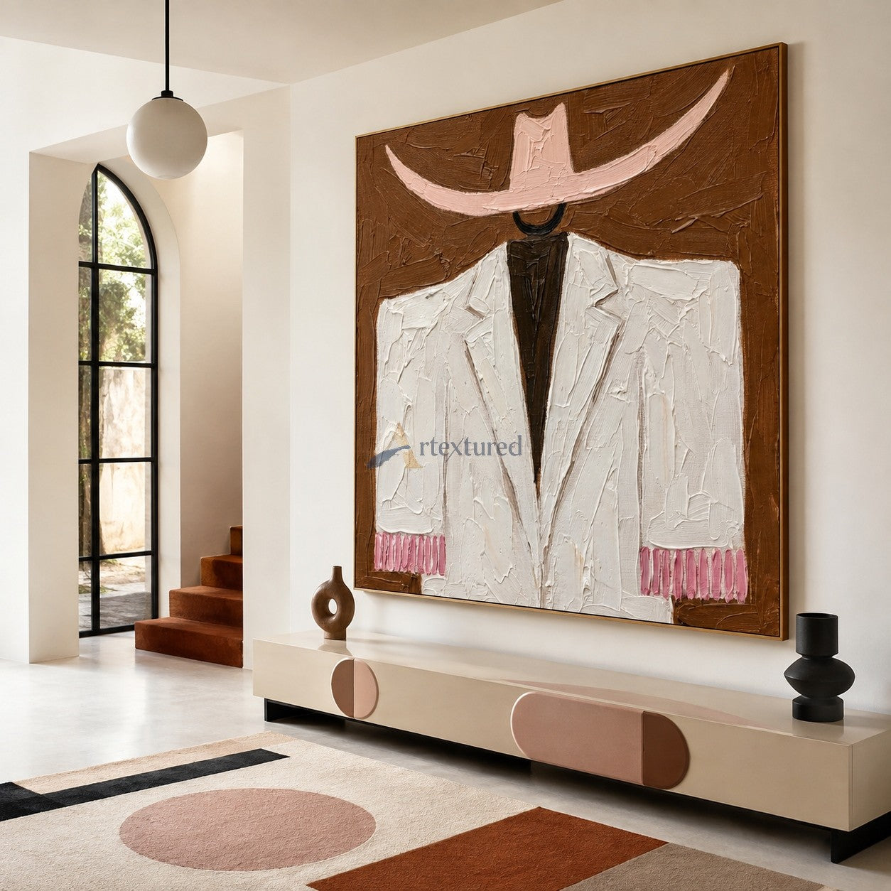 Pink Brim – Textured Western Fashion Painting#wp261623