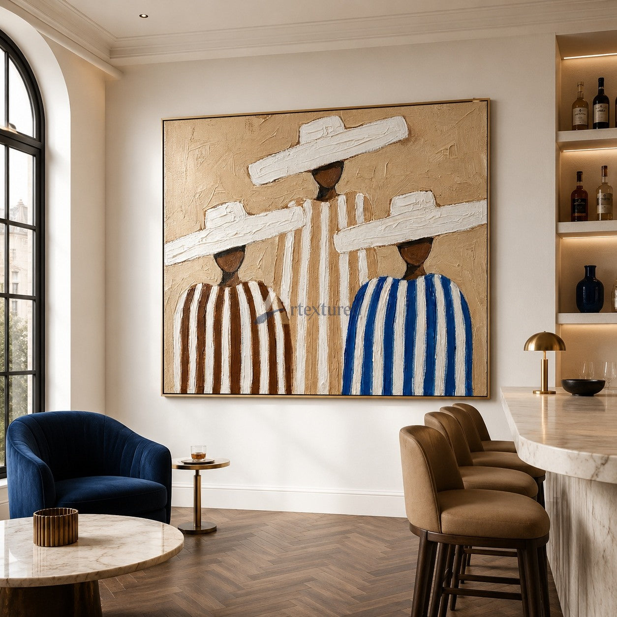 Three Beneath the Brim – Southwestern Folk Art Painting#wp261625