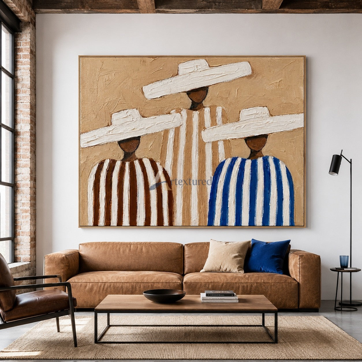 Three Beneath the Brim – Southwestern Folk Art Painting#wp261625