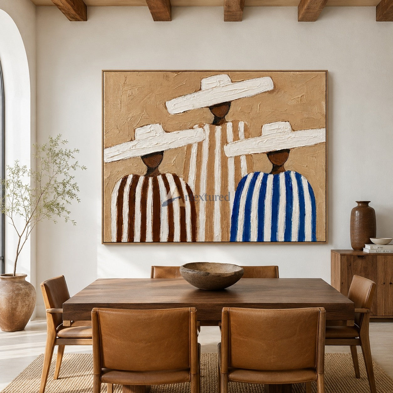 Three Beneath the Brim – Southwestern Folk Art Painting#wp261625