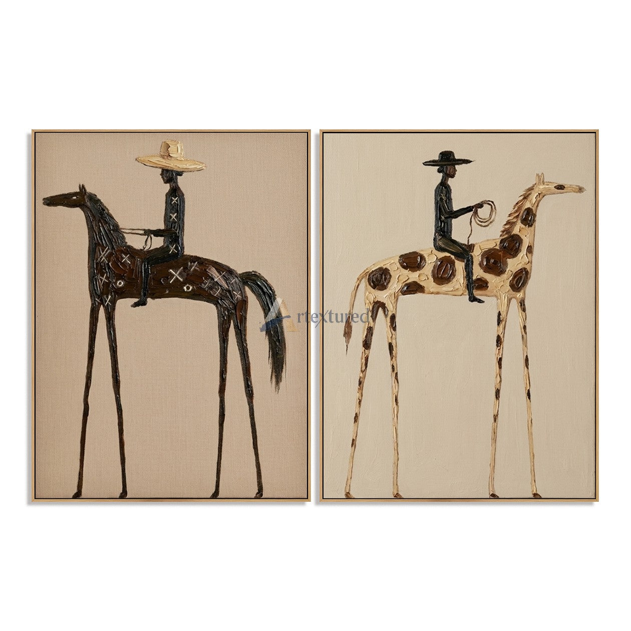 Two Riders – Western Horse Diptych Wall Art Set#wp261632