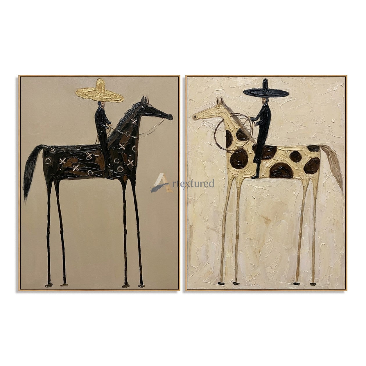 Two Riders – Western Horse Diptych Wall Art Set#wp261632