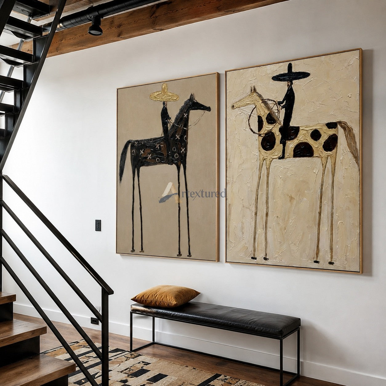 Two Riders – Western Horse Diptych Wall Art Set#wp261632