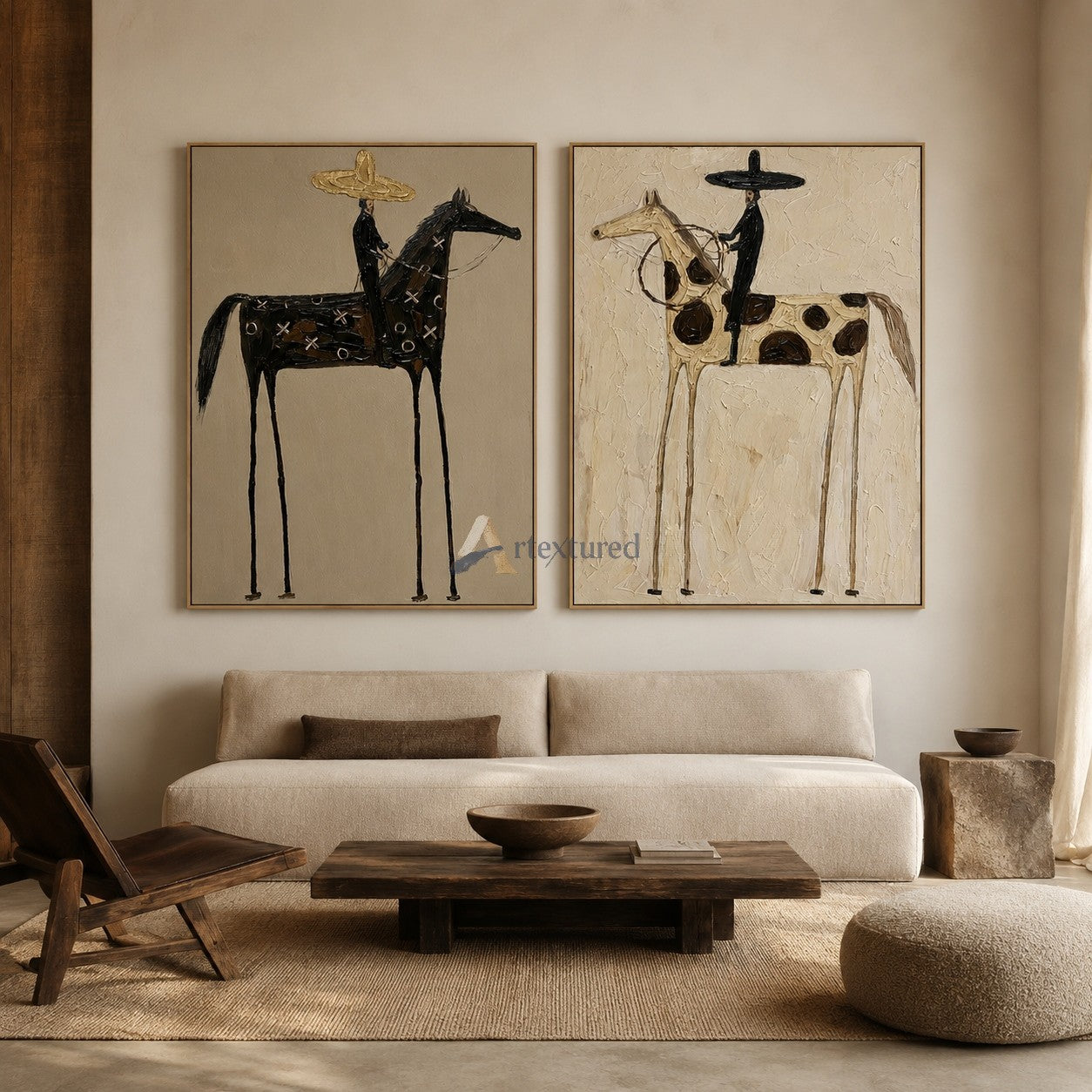 Two Riders – Western Horse Diptych Wall Art Set#wp261632