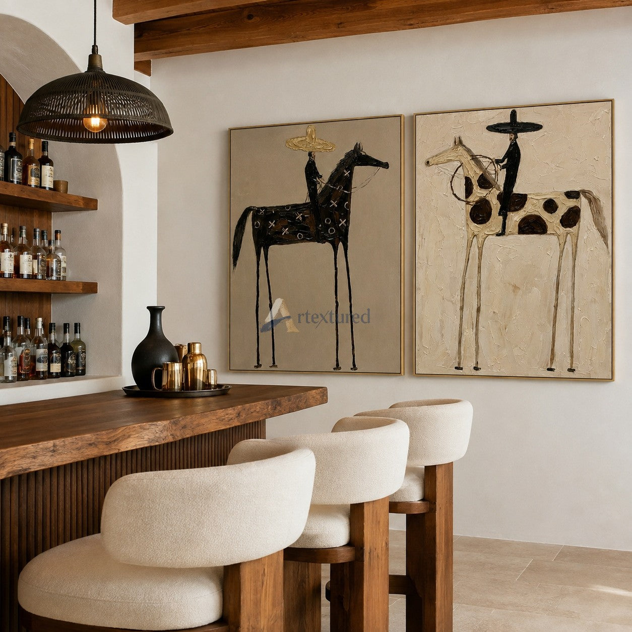 Two Riders – Western Horse Diptych Wall Art Set#wp261632