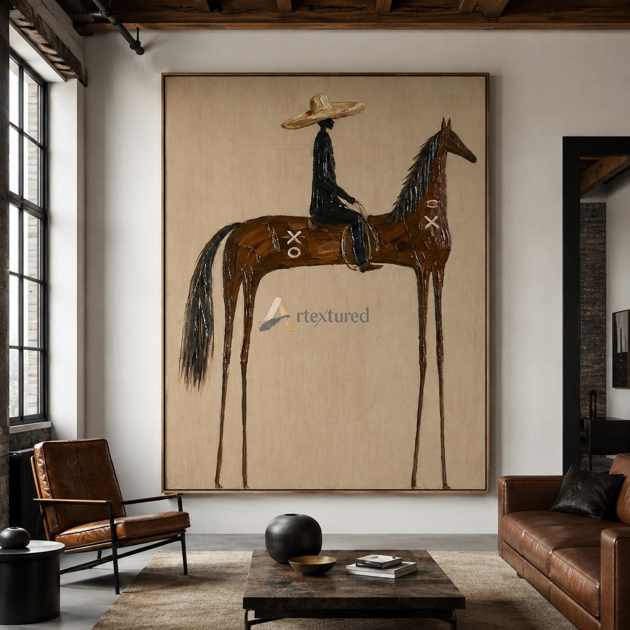 Long Ride Home – Minimalist Cowboy Horse Painting#wp261633