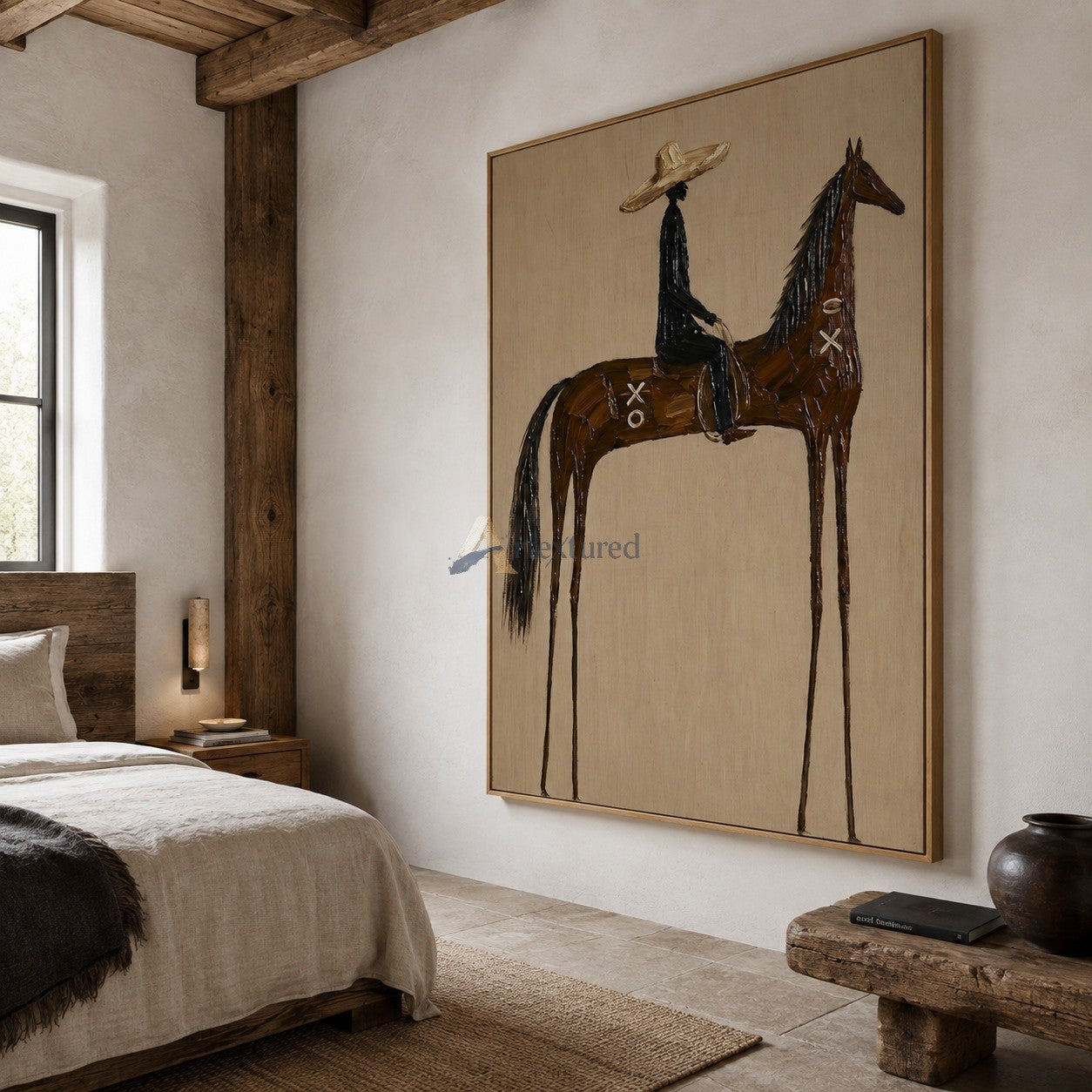 Long Ride Home – Minimalist Cowboy Horse Painting#wp261633