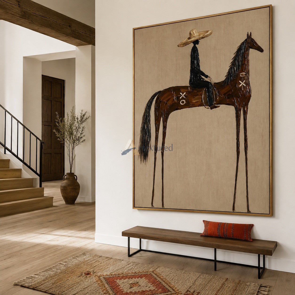 Long Ride Home – Minimalist Cowboy Horse Painting#wp261633