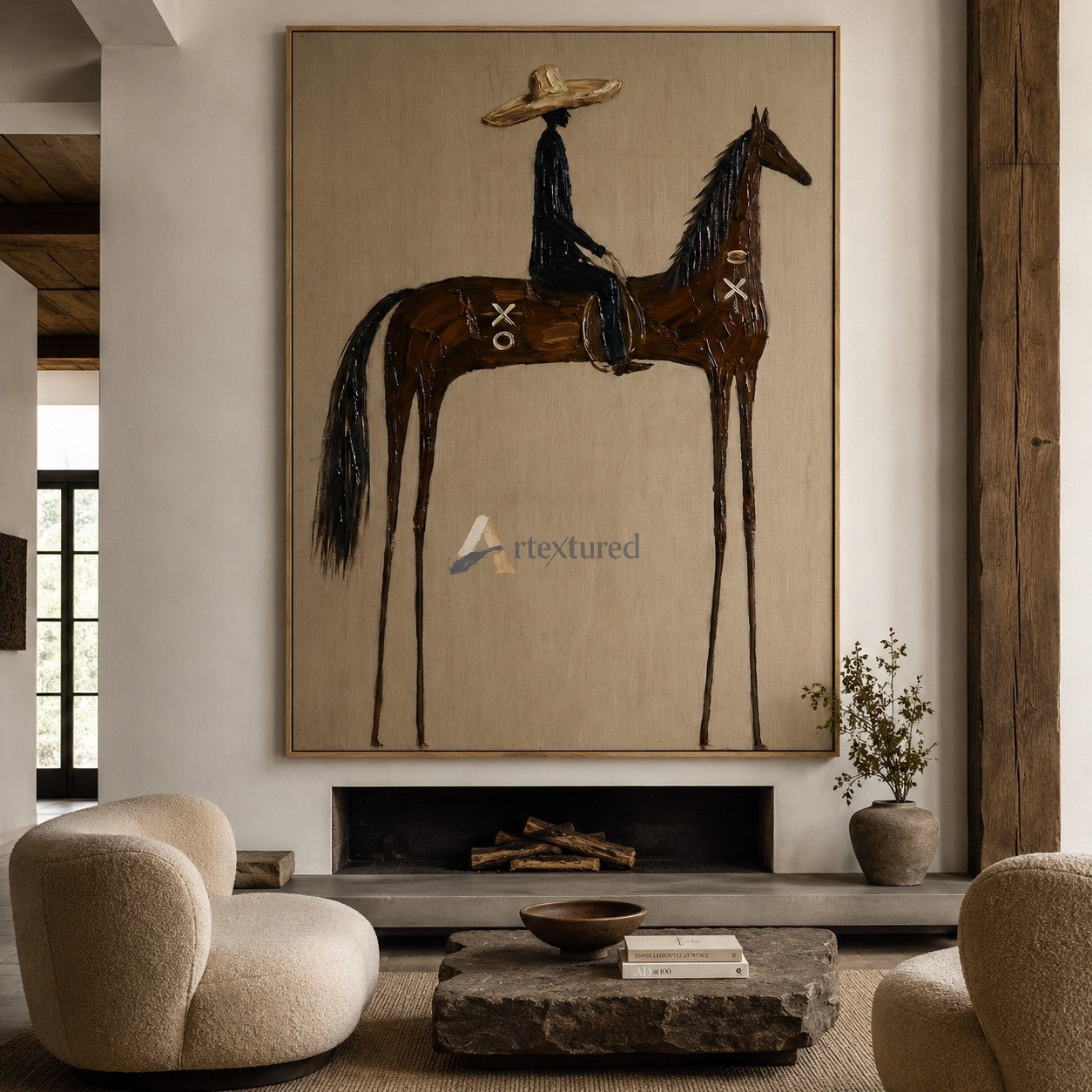 Long Ride Home – Minimalist Cowboy Horse Painting#wp261633