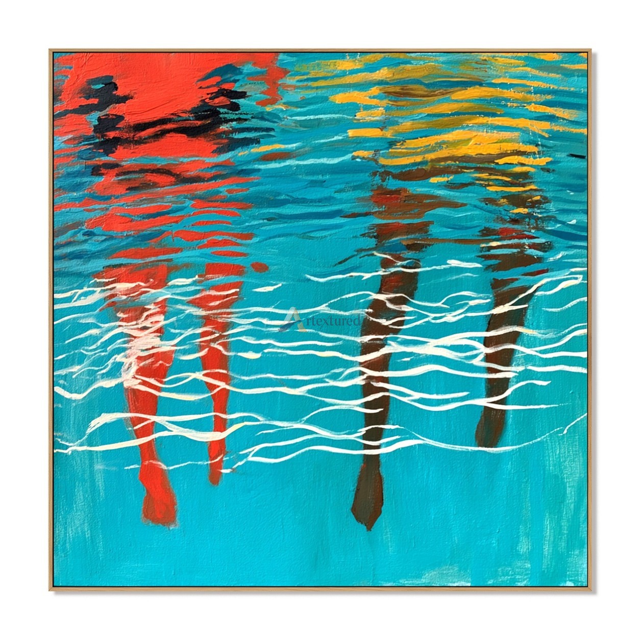 Parallel Currents – Hand-Painted Two Swimmers Oil Painting#wp261706