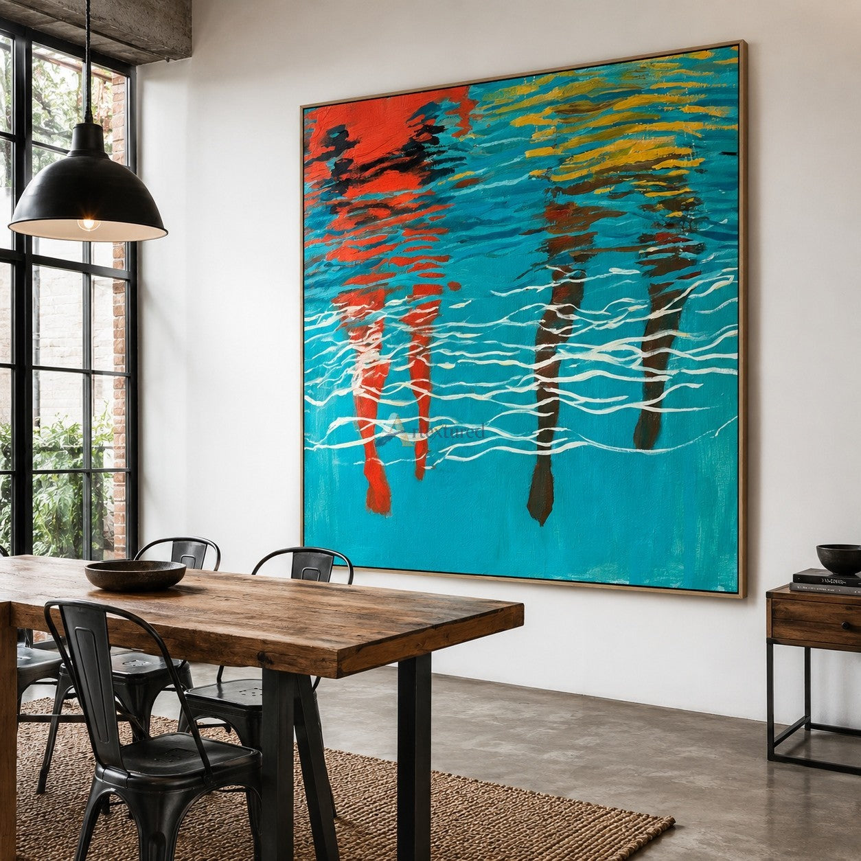 Parallel Currents – Hand-Painted Two Swimmers Oil Painting#wp261706
