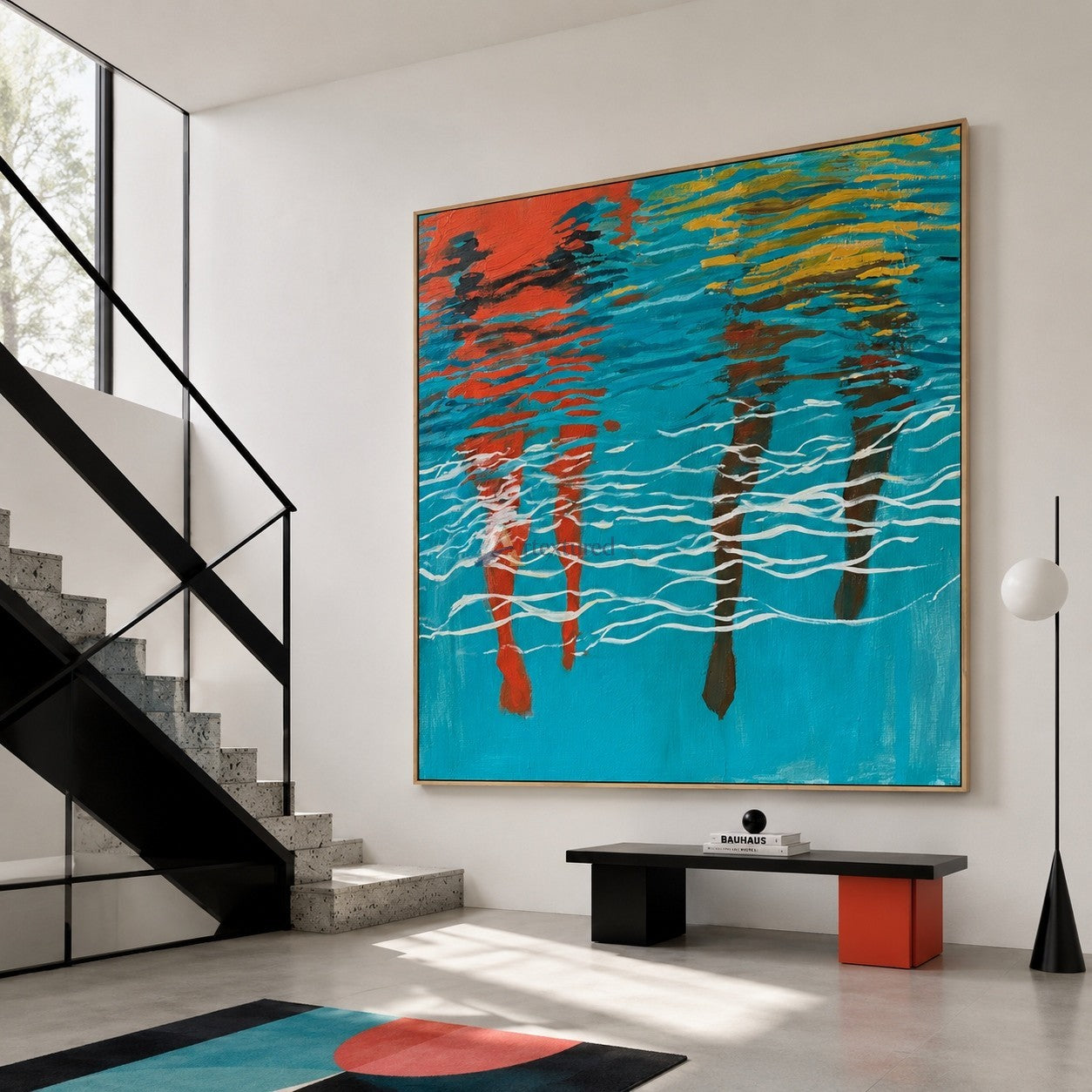 Parallel Currents – Hand-Painted Two Swimmers Oil Painting#wp261706
