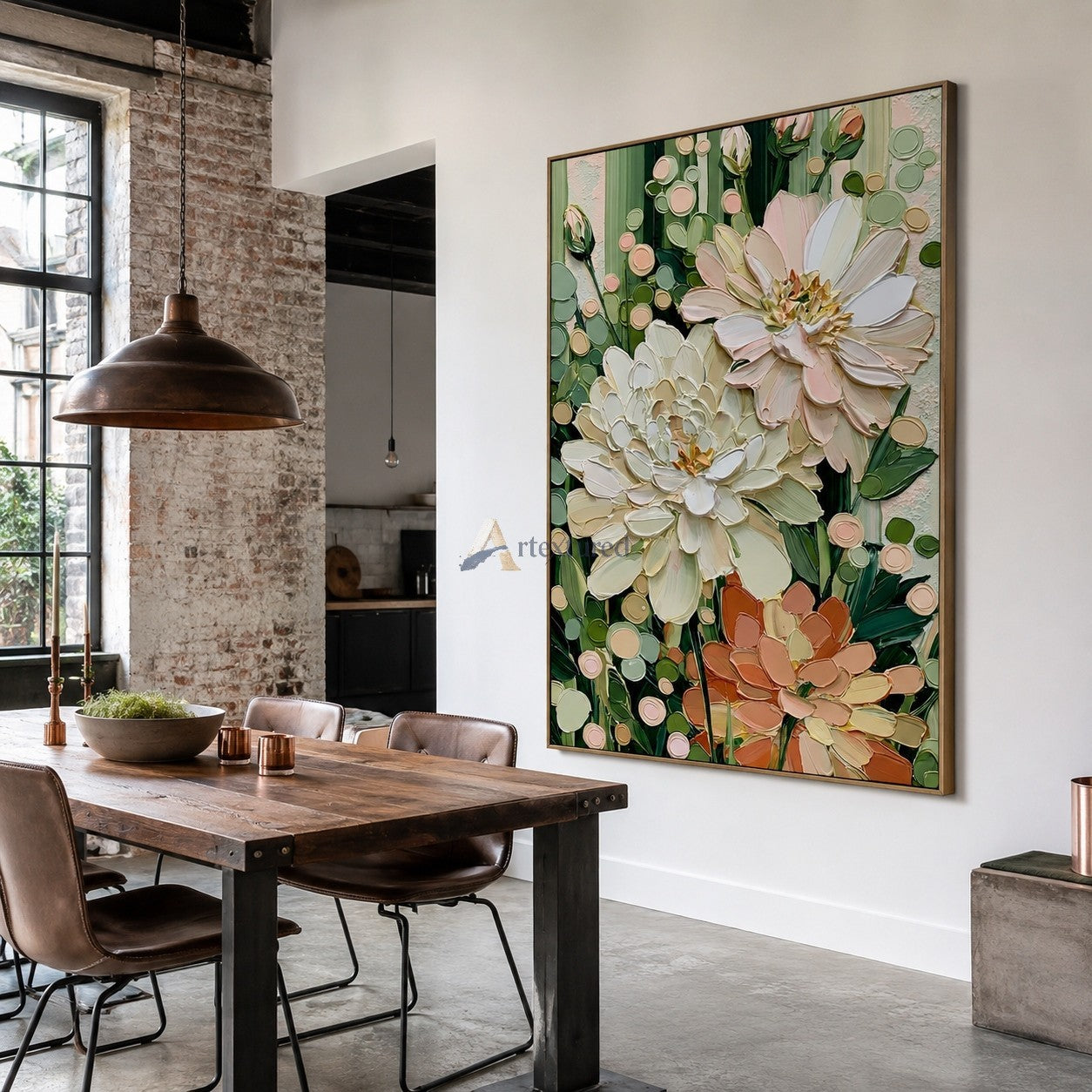 Blush and Sage Textured Garden Floral Wall Art#wp261754