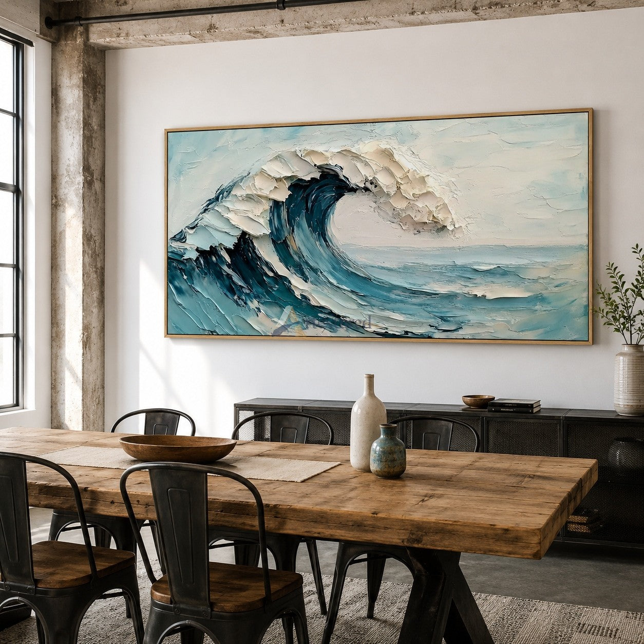 Blue Ocean Wave Textured Coastal Wall Art#wp261755