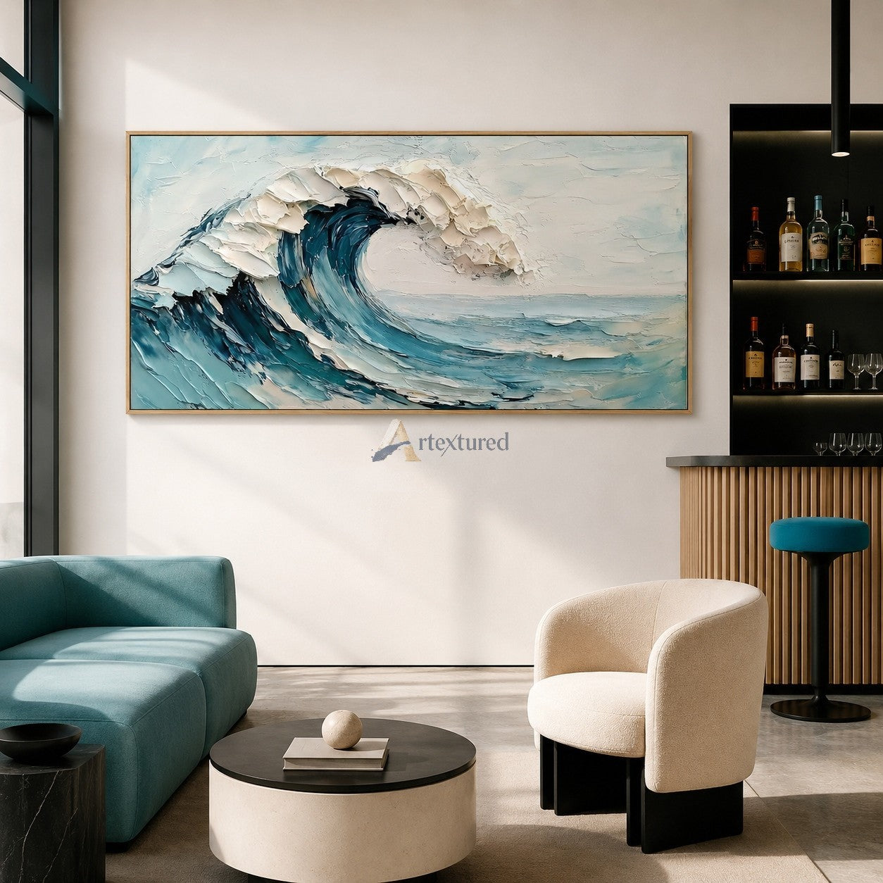 Blue Ocean Wave Textured Coastal Wall Art#wp261755