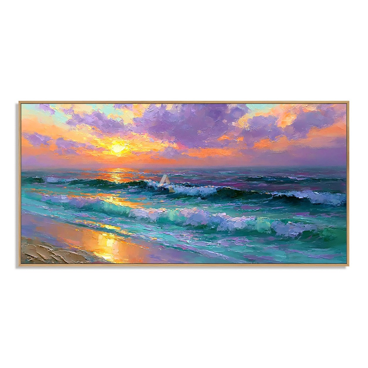 Pastel Ocean Sunset and Waves Textured Coastal Wall Art#wp261757